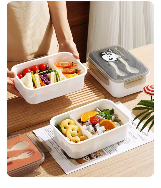 Cute PP Bento Box with Clear Lid 1200ml