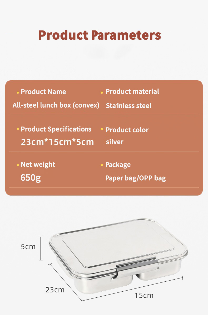 Hot Selling 3 grids 304 Stainless Steel Bento Lunch Box Sustainable Kids