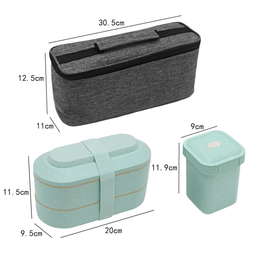 Square Wheat Straw Lunch Box +Square Soup Cup Set