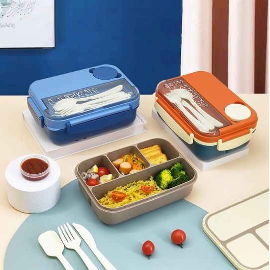 sturdy 1.3L Contrast color single-layer 4 grids lunch box_542_542