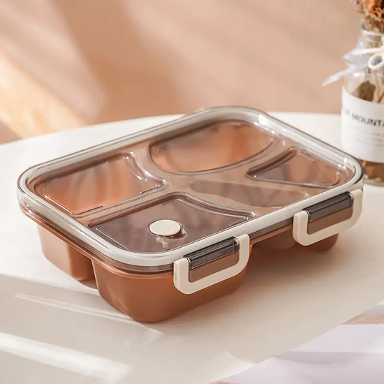 high quality 4 compartments Lunch Box with tableware