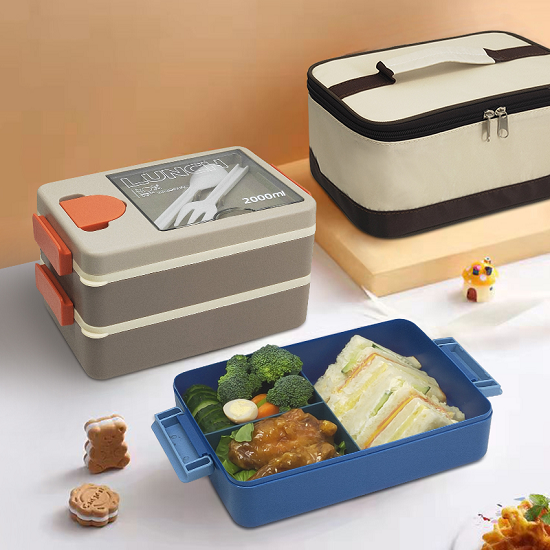 Superb 2L Double layered BPA free Lunch Box+Sauce Box+Insulated Bag