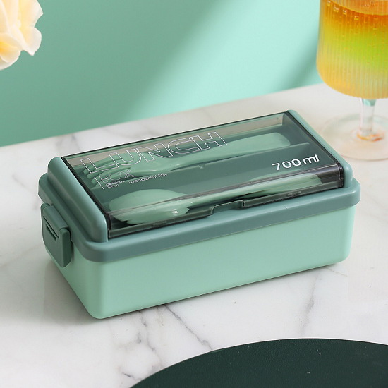 No BPA 700ML Single layer 2 grids lunch box