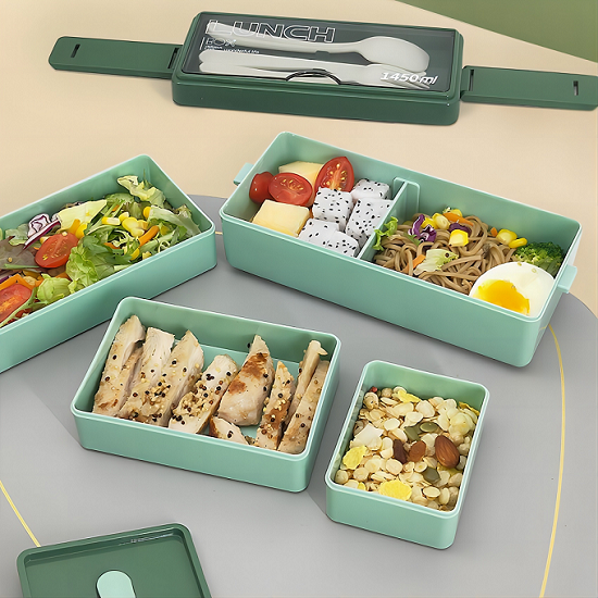 fantastic 3 layered grids lunch box (1450ML)