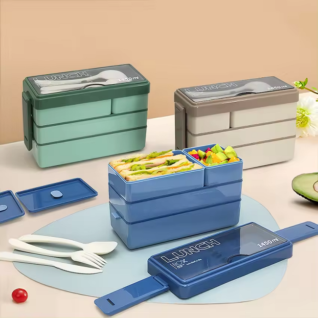 stackable 3 layered 1450ML lunch box+insulated bag