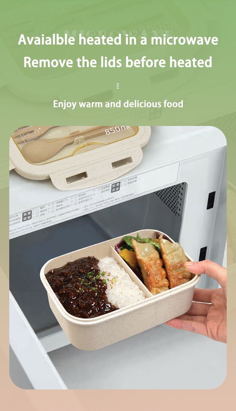 modern Wheat Straw rectangular 2 grids lunch box (850ML)