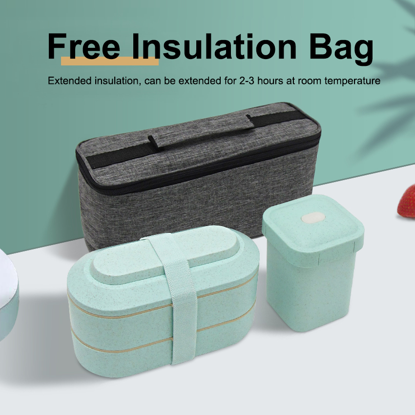 Recycled Wheat Straw Lunch Box +Square Soup Cup Set