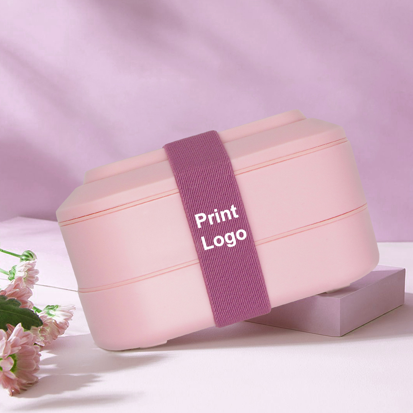 Colorful Double layered tie strap lunch box with inner compartment