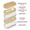 800ML Wooden Grain Double-layer Strap Lunch Box