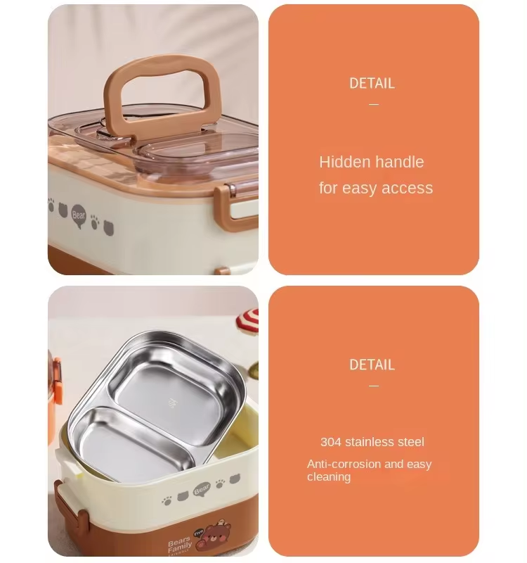 best custom 2 Layer 304 stainless steel lunch box with sauce container