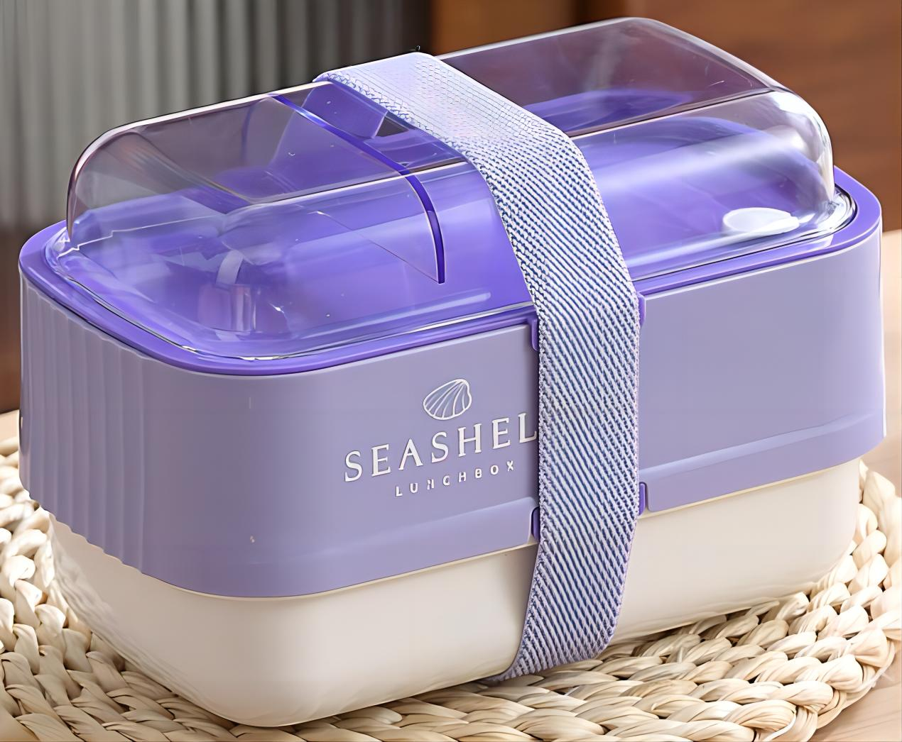 Elastic Band double lunch box with fork spoon for adult kids