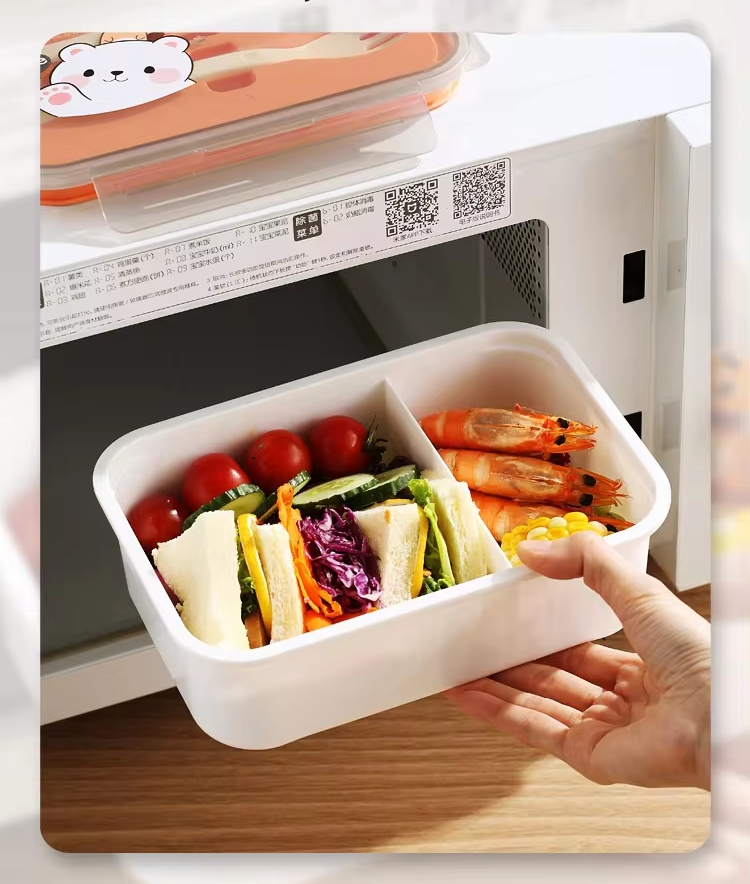 BPA free 2 grids PP lunch box microwave school kids