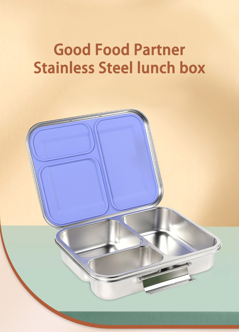 Best Selling Stainless Steel Lunch Box 3 grids Lunchbox for Work