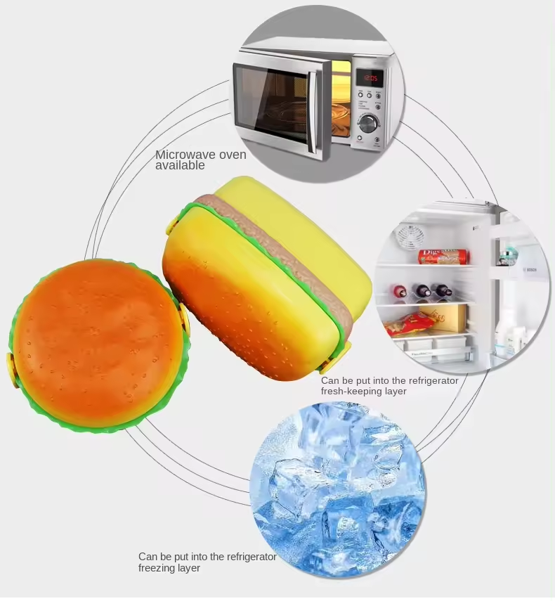 premium 3 layer hamburger lunch box microwavable