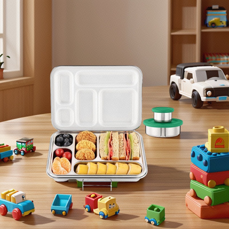Colorful 5 grids 304 stainless steel lunch box for school