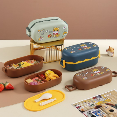 cartoon European Double Layer Bento Box for school