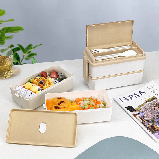 Ideal Wooden grain Double-layer Lunch Box 1400ML