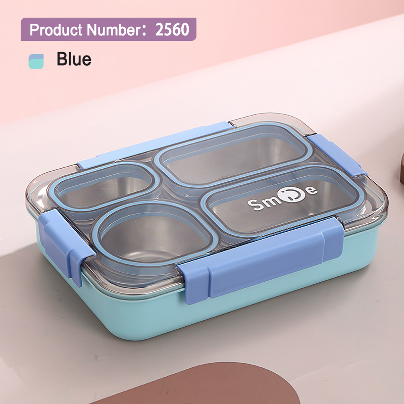 304 stainless steel 4 grids kids blue lunch box