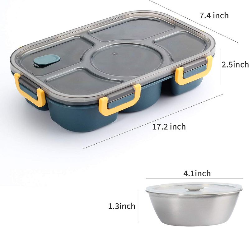 healthy lunch box 5 compartment with Soup Bowl