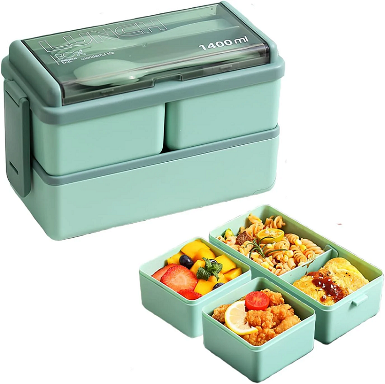 reusable PP material Double layered lunch box 1400ML