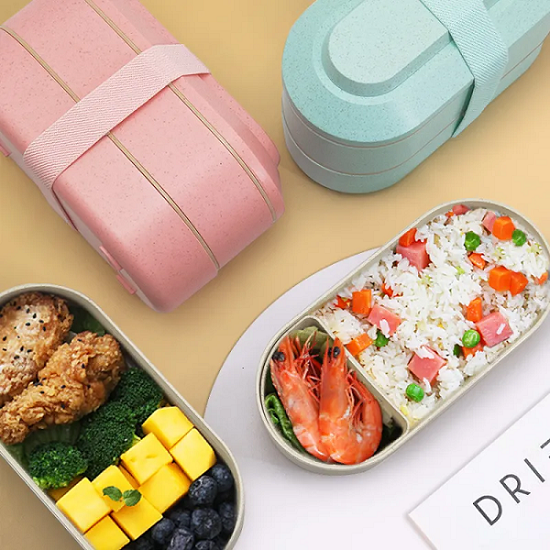 sturdy Wheat Straw Lunch Box +Square Soup Cup Set