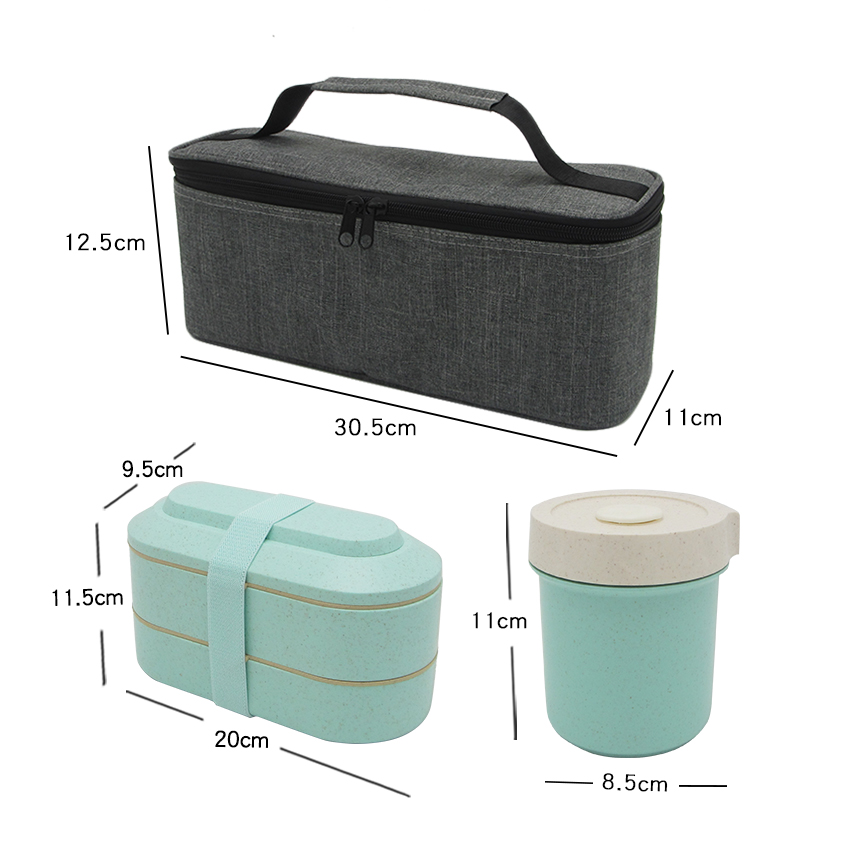 Wheat Straw bento Box+Round Soup Cup+storage bag not string taste