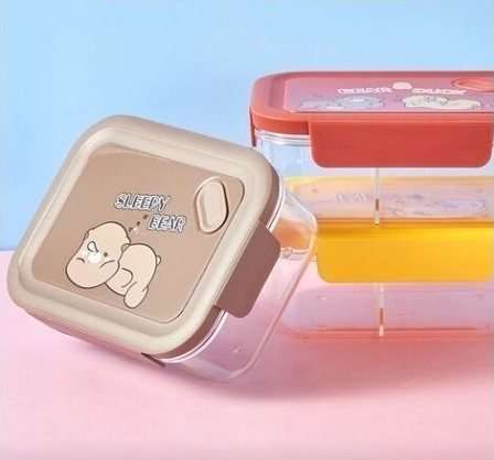 Eco-friendly Single Layer cartoon pattern 3 grids Lunch Box