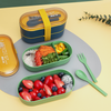Popular Double layered Tie Strap Lunch Box+Insulation Bag with Inner Compartment