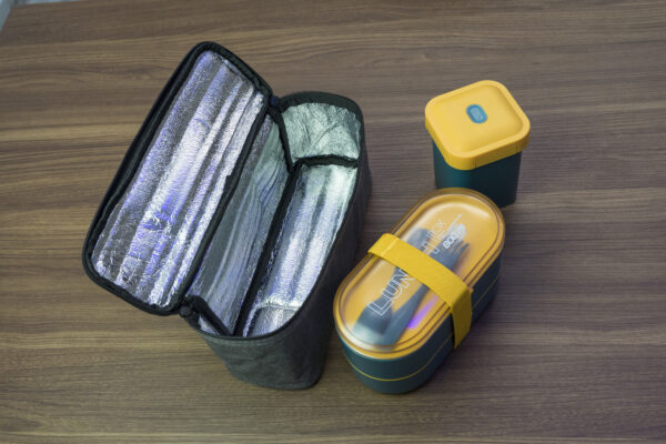 reusable Double layered Tie strap lunch box+Insulation bag