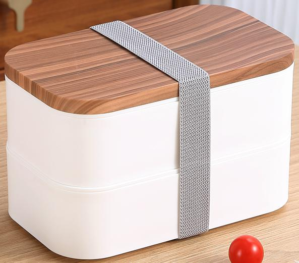 Eco Friendly 2 layer Portable lunch box with Bamboo Lid