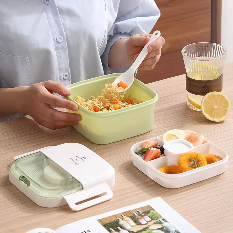 portable double-deck square lunch box