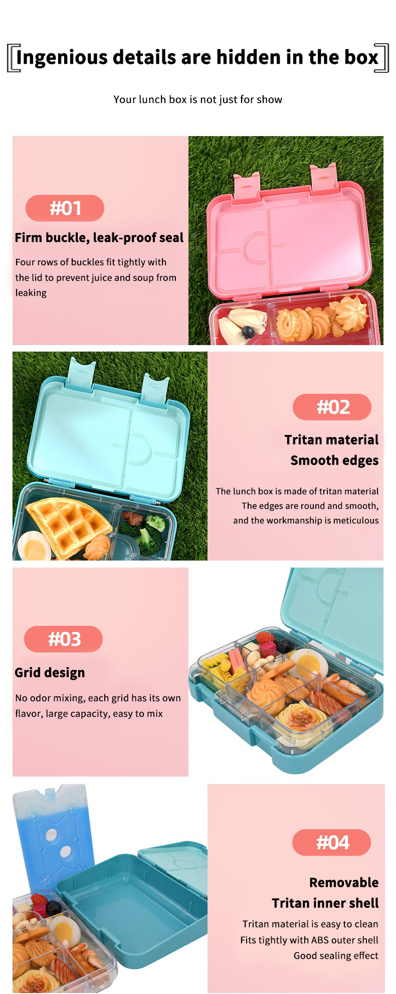 Leak-proof 4 compartment bento box bento Lunch Box