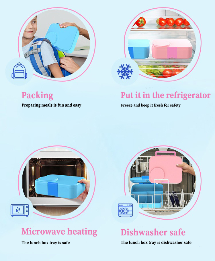 Environmental Protection High temperature resistance 4 grids Bento Box