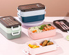 Double layer lunch box with stainless steel inner and soup bowl