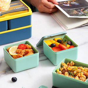 PP Material Double Layered Lunch Box 1400ML On-the-go