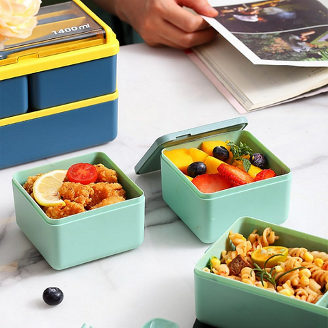 PP Material Double Layered Lunch Box 1400ML On-the-go