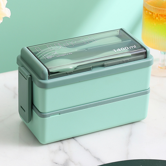 Excellent PP material Double layered lunch box 1400ML