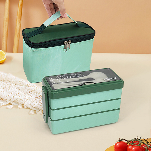 trendy 3 layered 1500ML lunch box+insulated bag