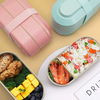 Reusable Wheat Straw Double Layered Tied Strap Lunch Box