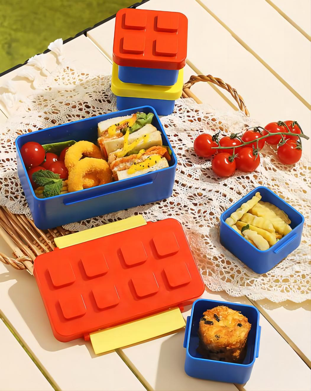 3 grids stackable PP Lunch box for children