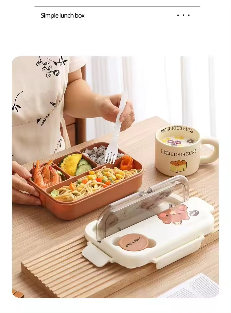 PP lunch box custom logo 4 grids lunch box kids