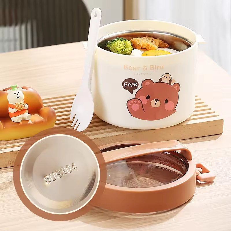 custom logo 304 stainless steel round lunch box