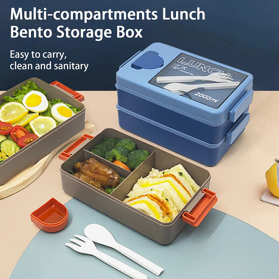2L Double Layered Lunch Box (with Sauce Box)