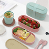 1350ML Wheat Straw Bento Box+Round Soup Cup+Storage Bag
