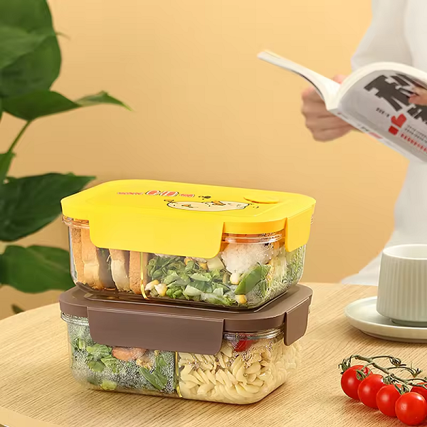 excellent Single Layer cartoon pattern 3 grids Lunch Box