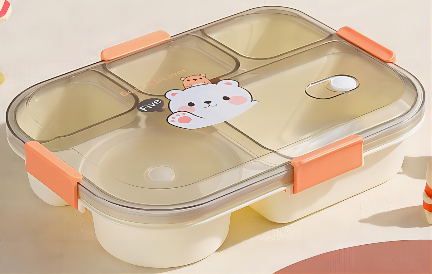 wonderful school 5 grids rectangular lunch container