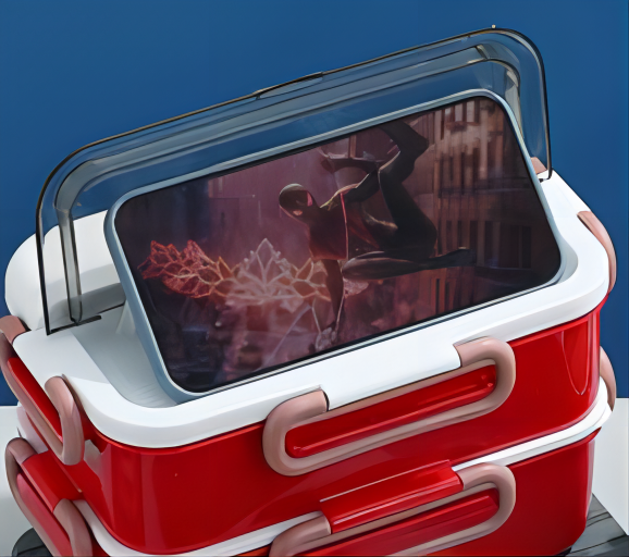 practical Stainless steel lunch box with mobile phone holder