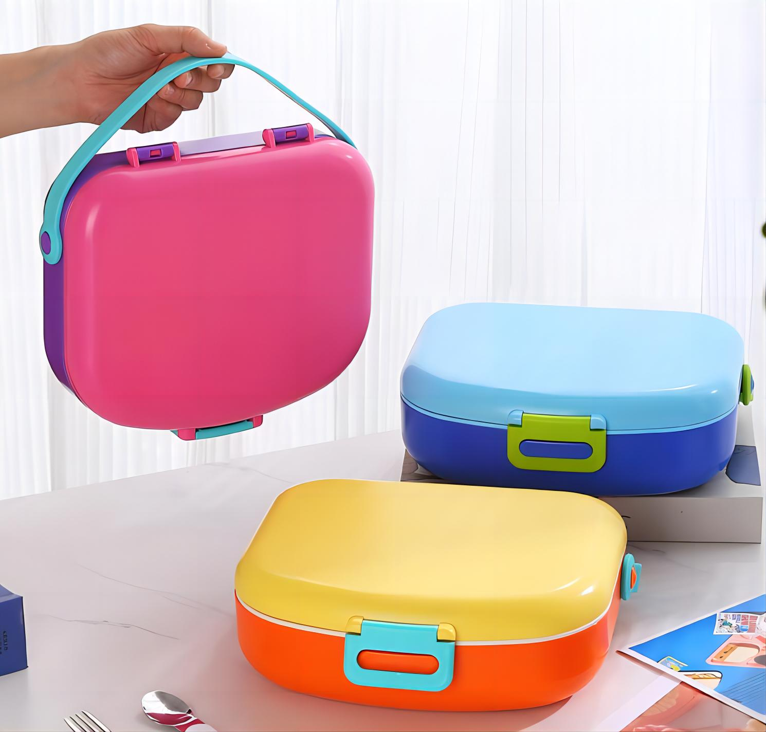 5 compartments attractive lunch box with handle
