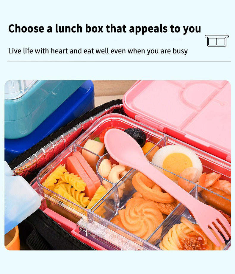 4 compartment bento box lunch box with ice pack for school camping