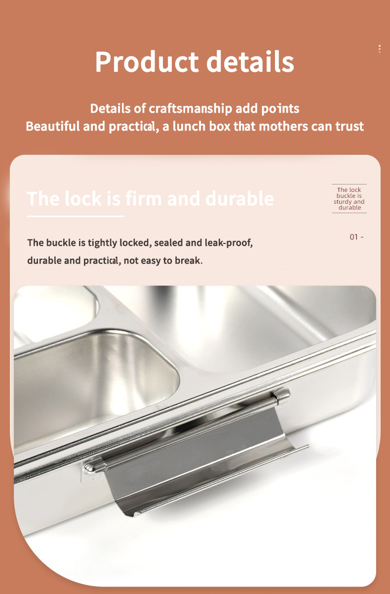 practical 304 Stainless Steel lunch box Outdoor Picnic